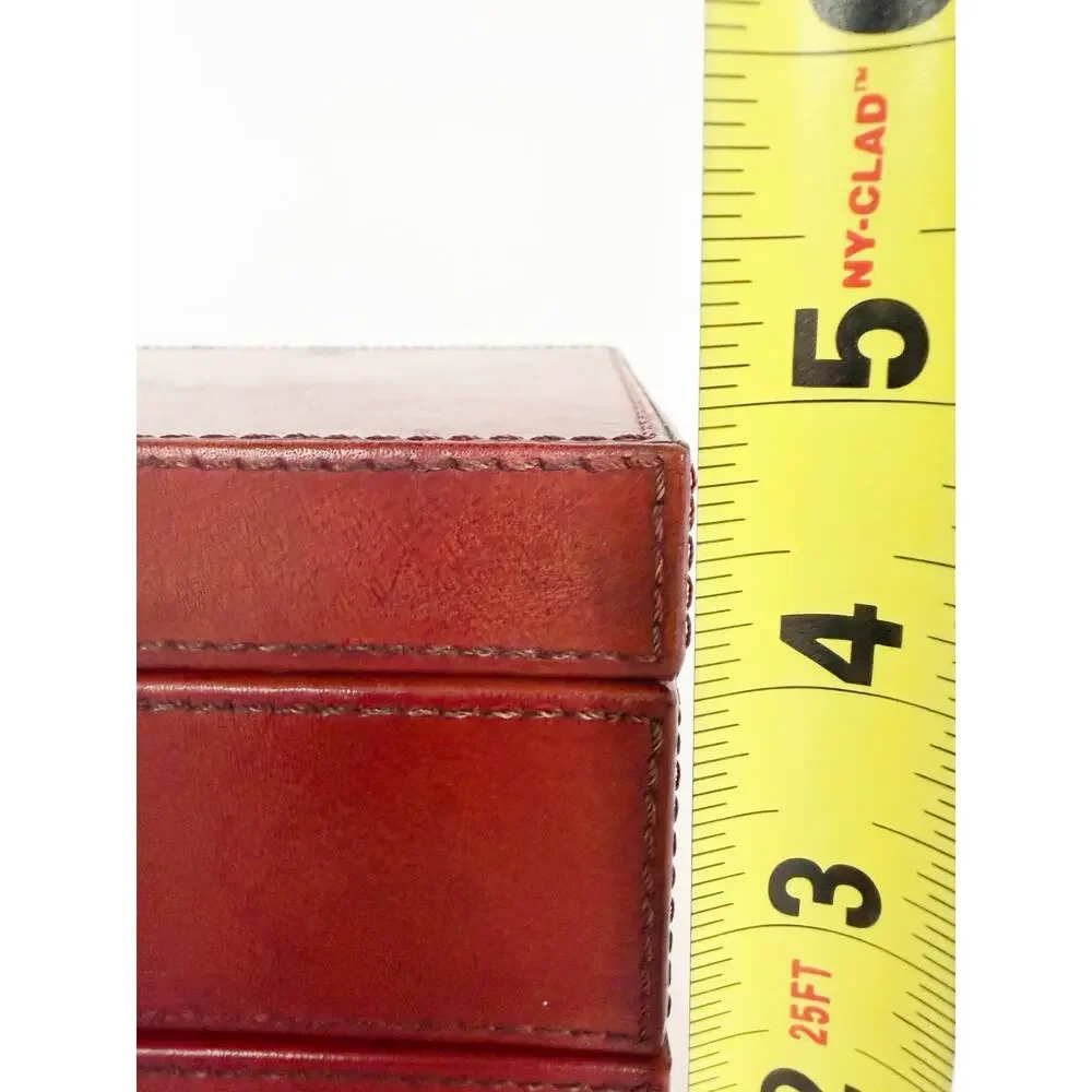 William Sheppe Leather Jewelry Box Case Brown Red Classic